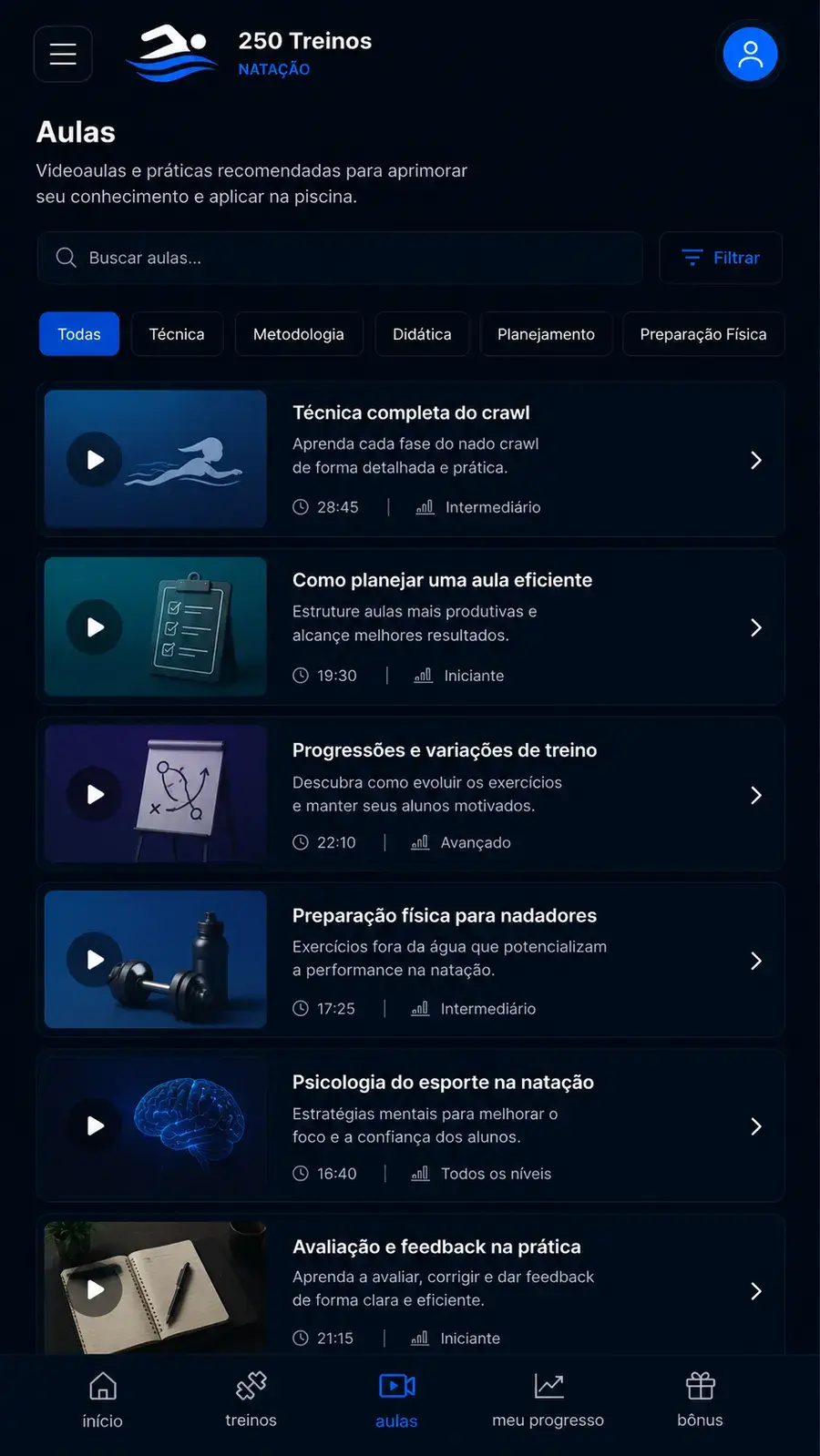 Videoaulas de técnica e metodologia